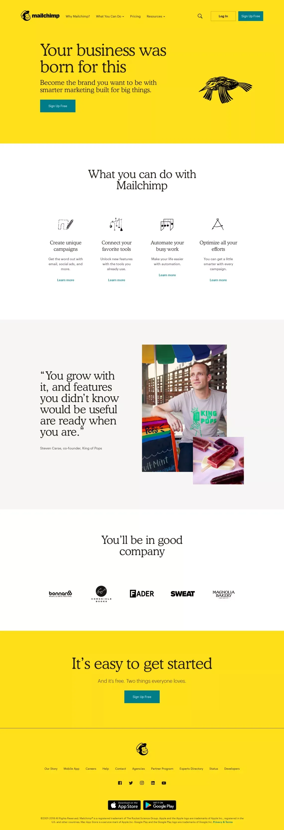 Marketing Platform for Small Businesses | Mailchimp - Landing design
