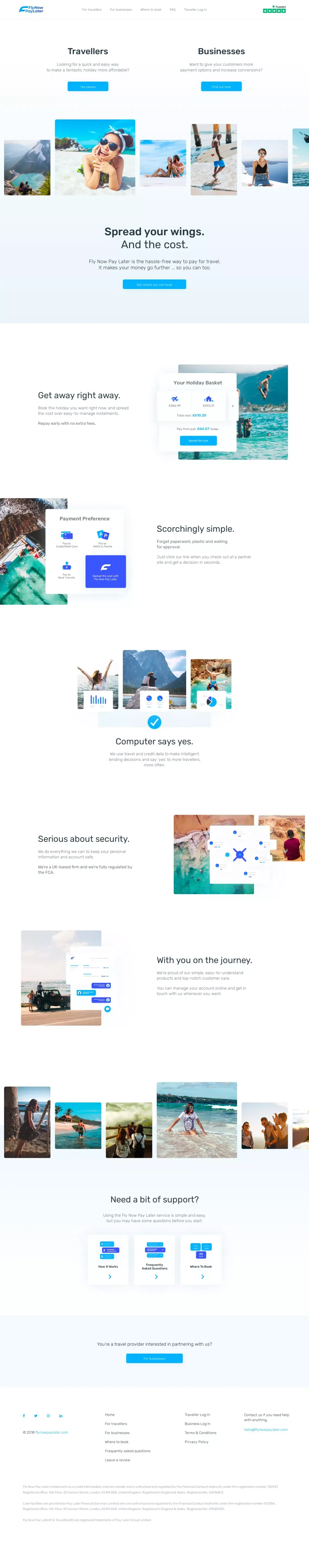 Fly Now Pay Later - website design