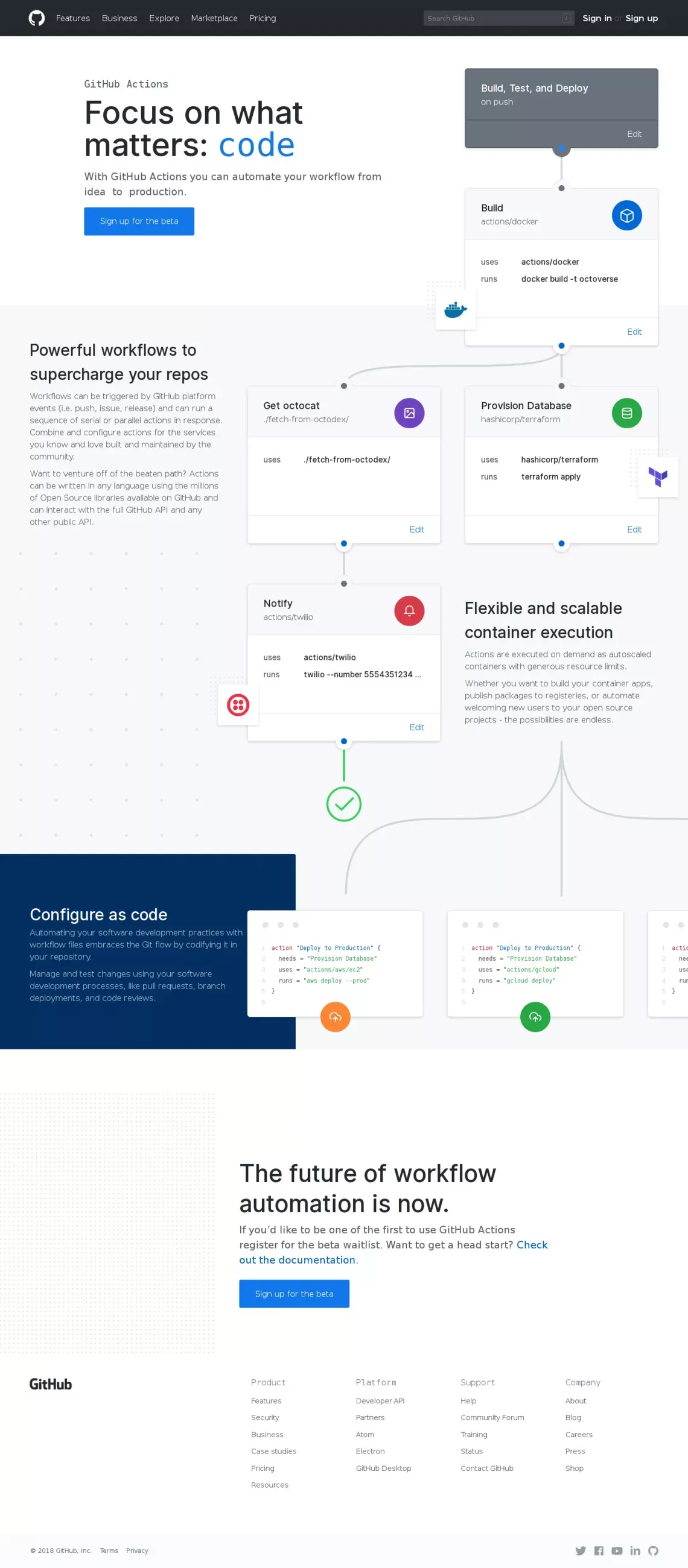 Features • GitHub Actions · GitHub - Landing design