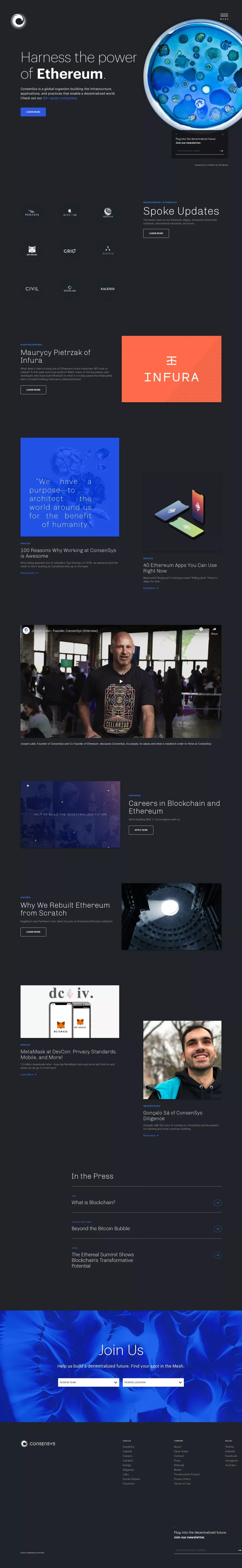 Blockchain Technology Solutions - Financial Services - Education - Community | ConsenSys - Portfolio design