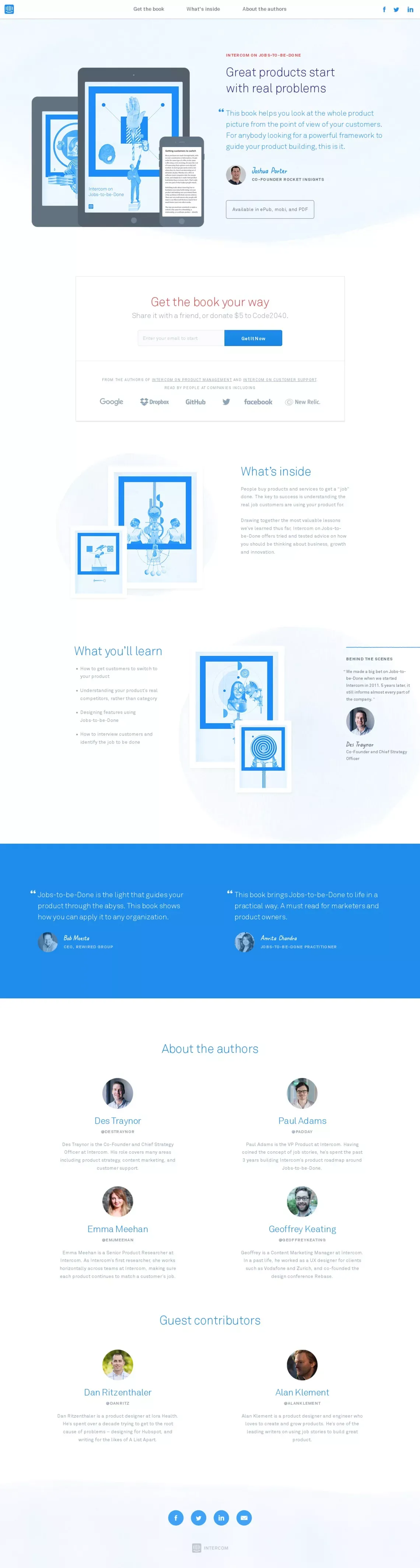 Intercom on Jobs-to-be-Done - Landing design