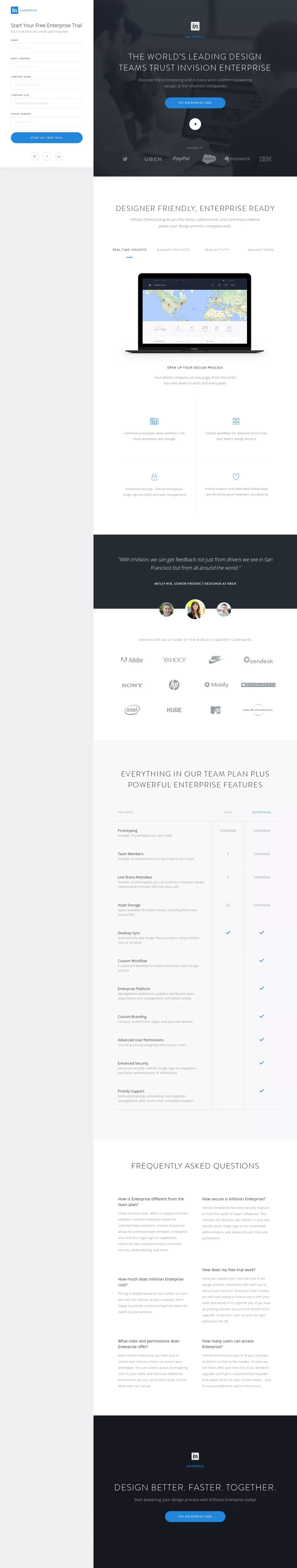 InVision Enterprise | Scalable Design Collaboration Platform - Landing design