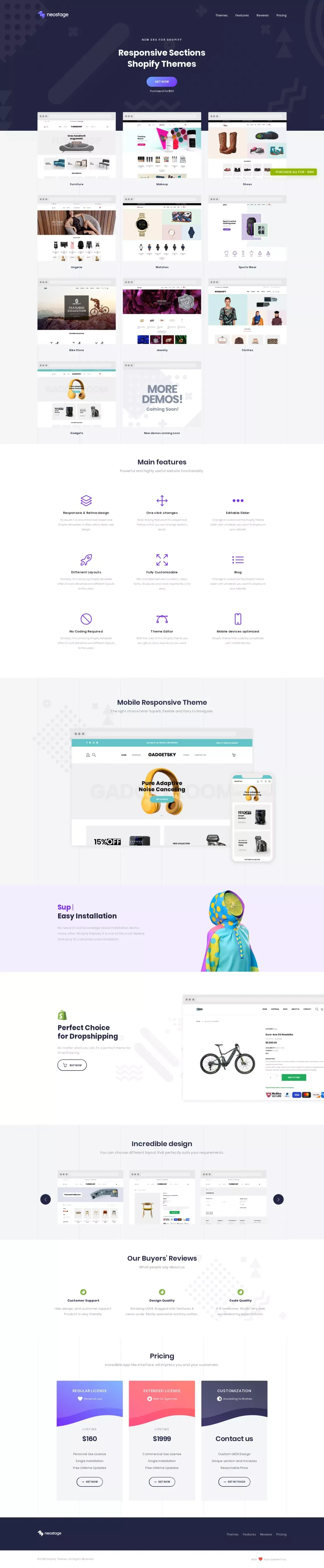Premium Shopify Themes - Sections Ready, Responsive, Drag-and-Drop - website design