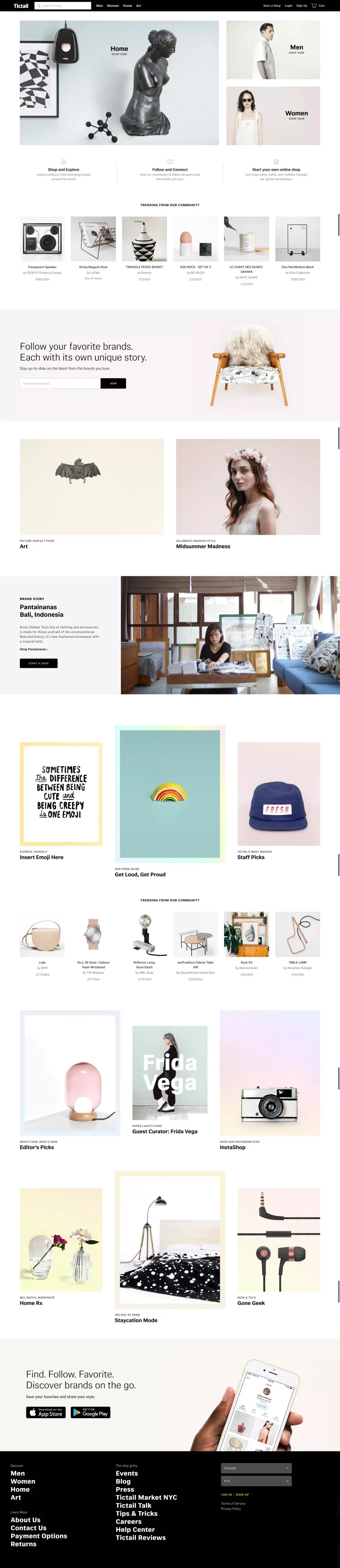 Tictail - Buy and sell clothes, jewelry, art, fashion, and home decor products • Tictail - Ecommerce design
