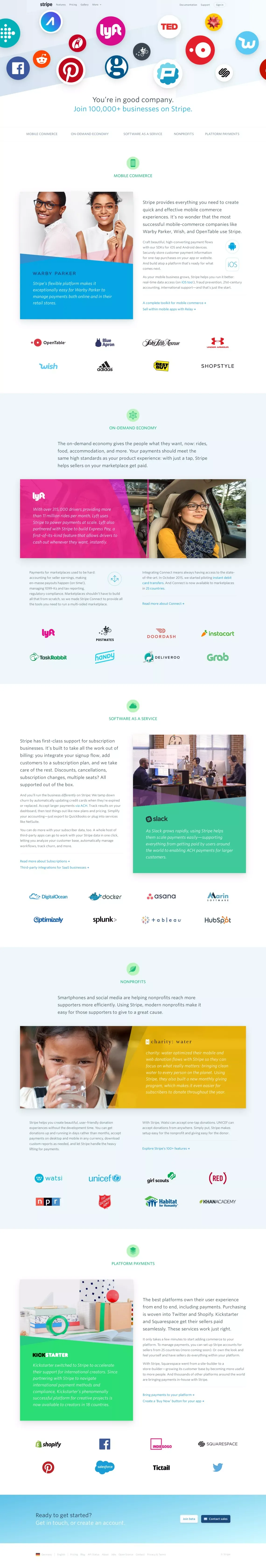 Stripe: Gallery - Landing design