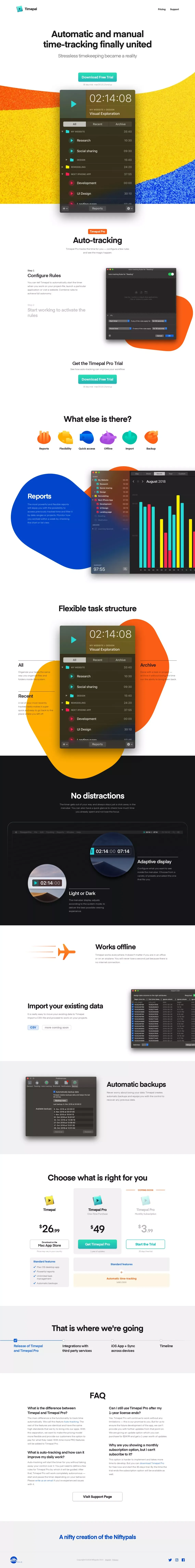 Timepal — Automatic and manual time-tracking - Landing design