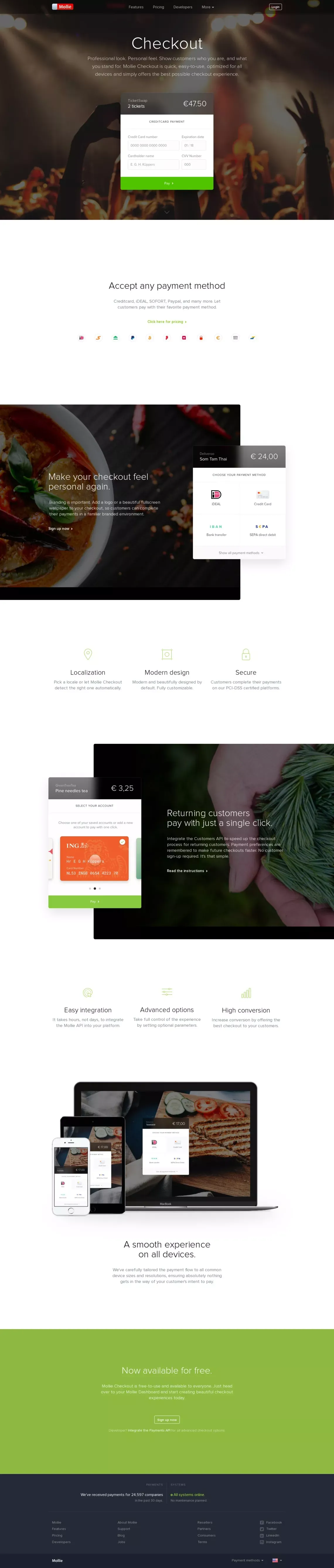 Mollie Checkout - Landing design