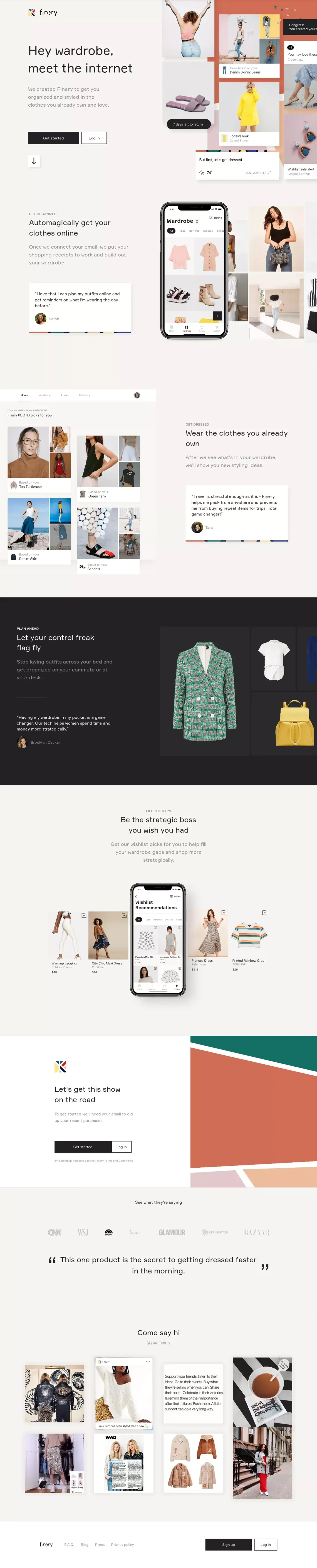 Finery: The Wardrobe Operating System™ - Landing design