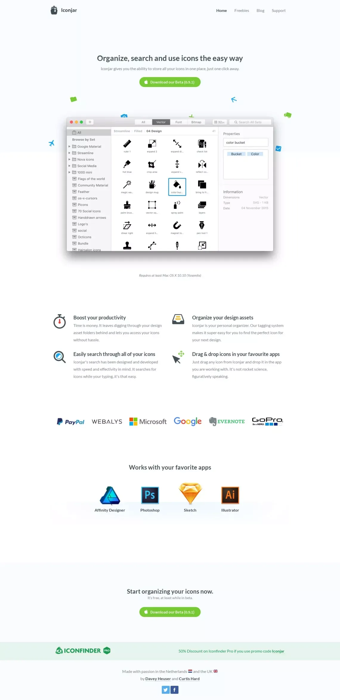 Iconjar - Landing design