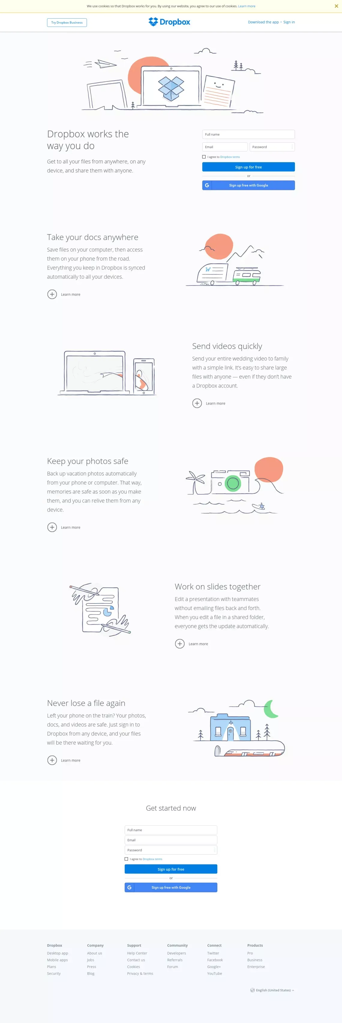 Dropbox - Landing design