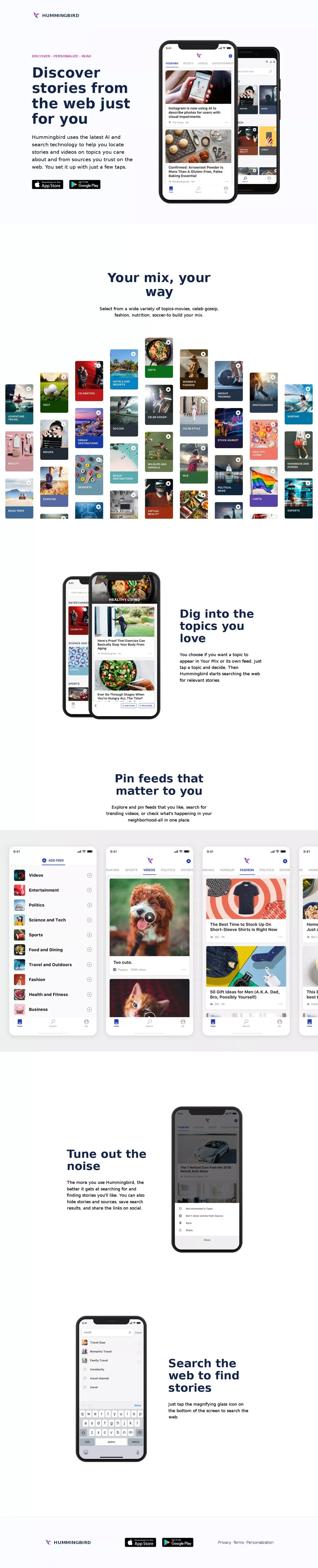 Hummingbird - website design