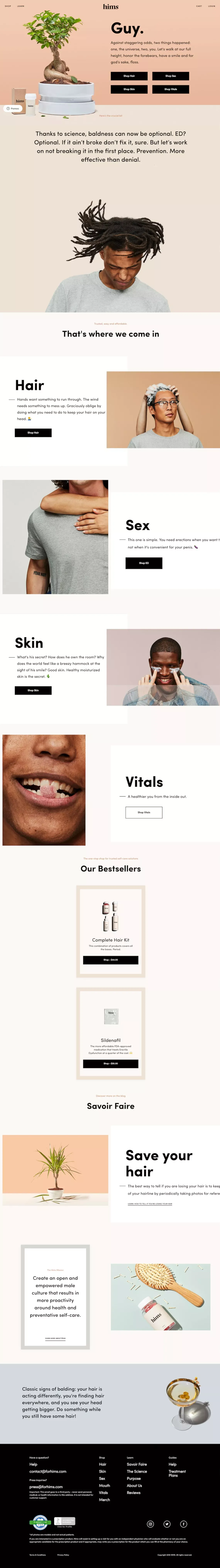 hims. handsome. healthy you. - Ecommerce design