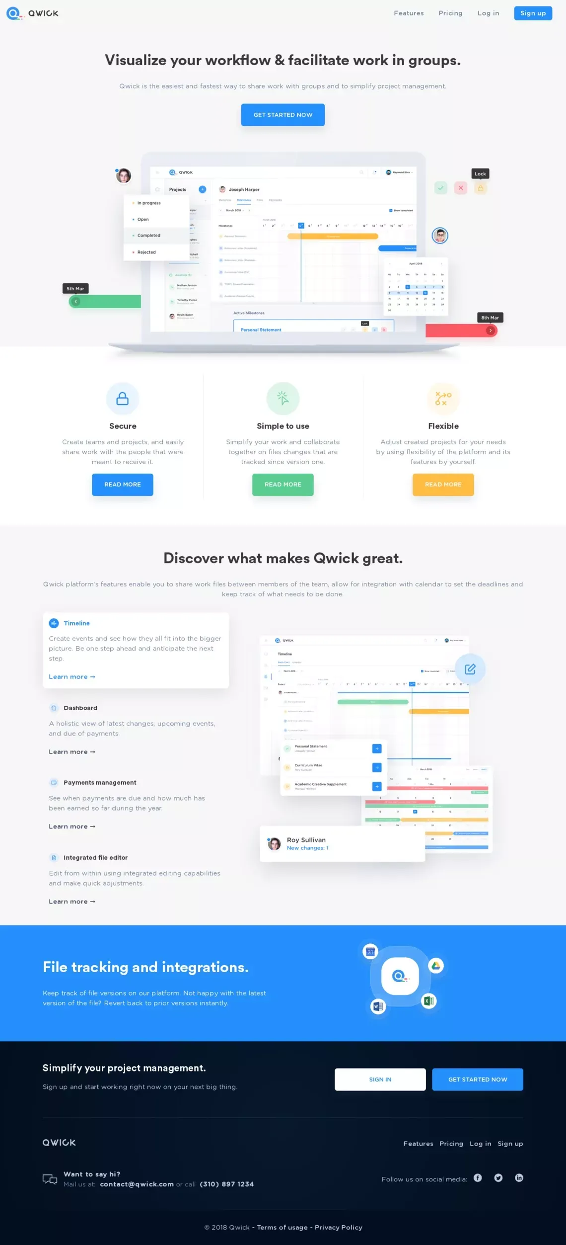 Qwick - Landing design