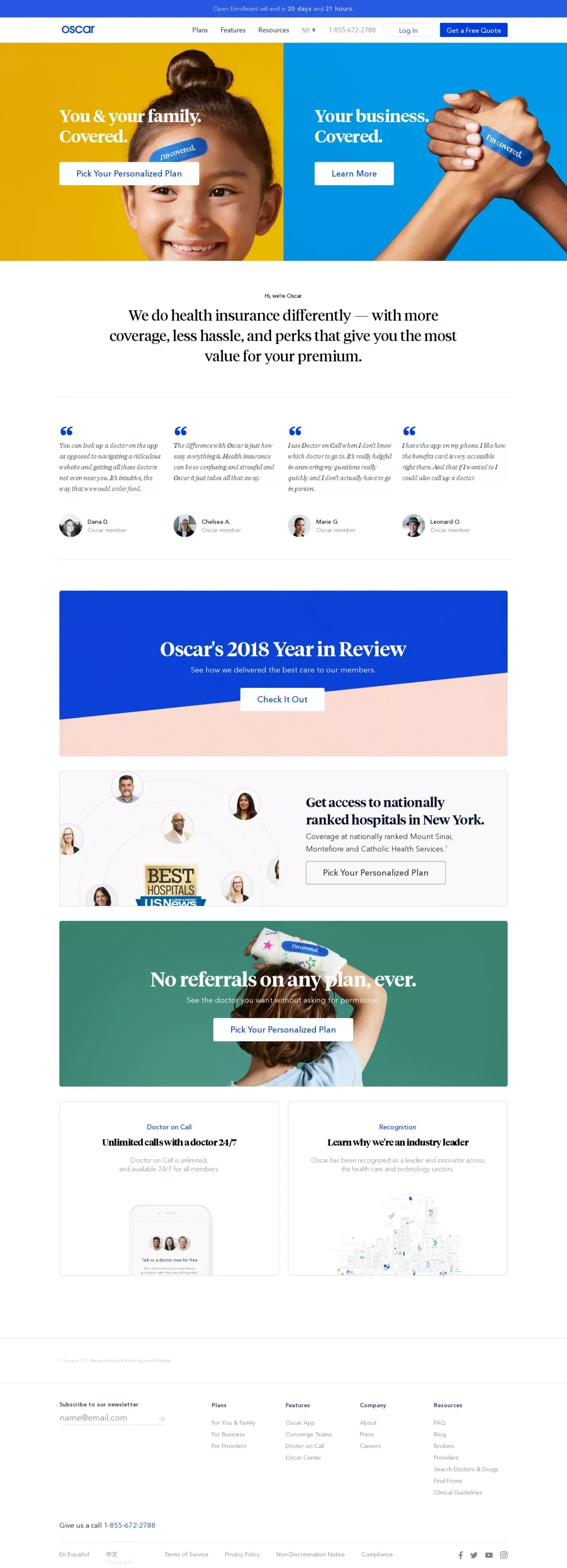 Oscar | Smart, simple health insurance. - Landing design