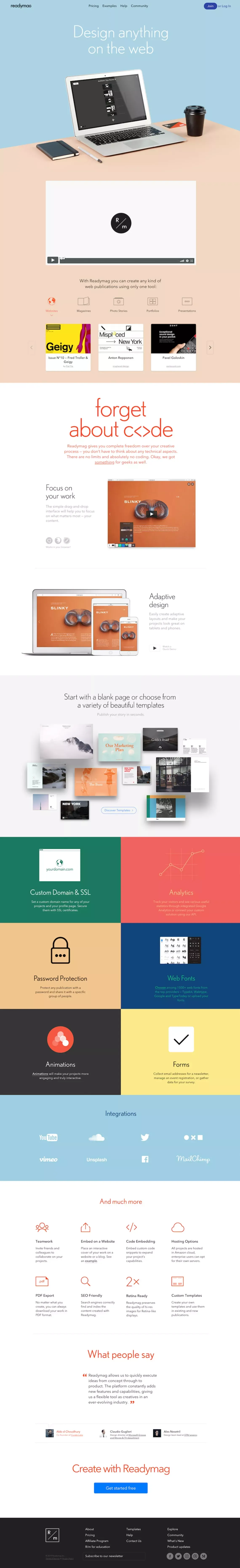 Readymag — Design anything on the web - Landing design