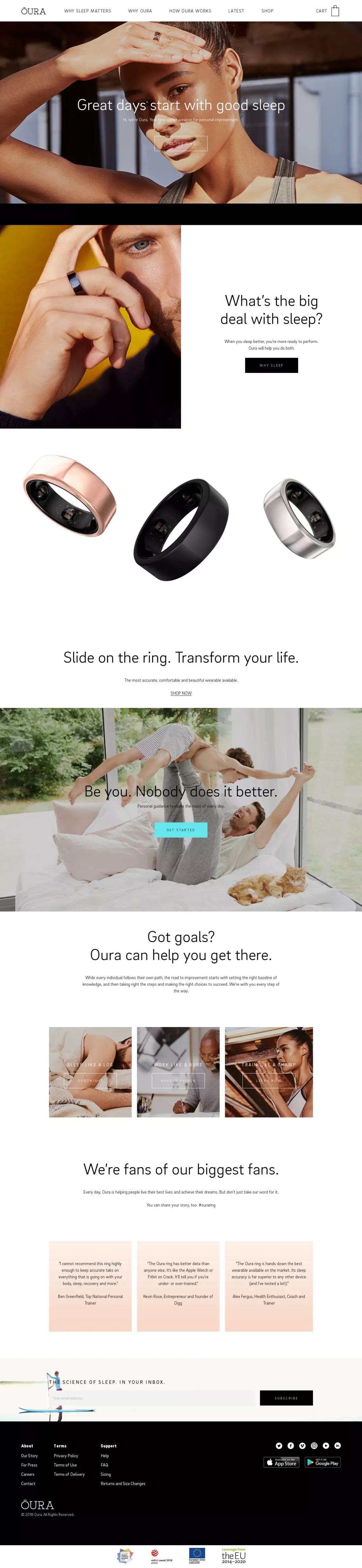 Oura Ring: the most accurate sleep and activity tracker - Ecommerce design