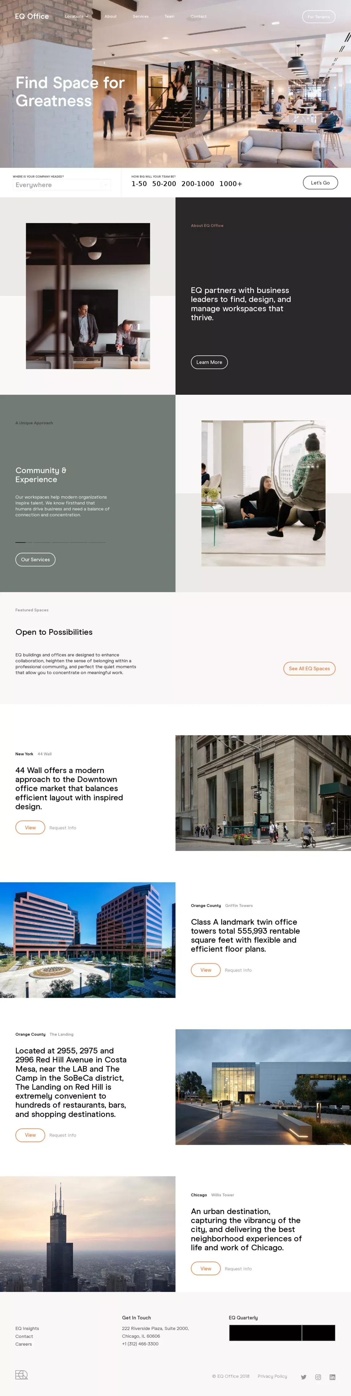 Find Space for Greatness - EQ Office - Landing design