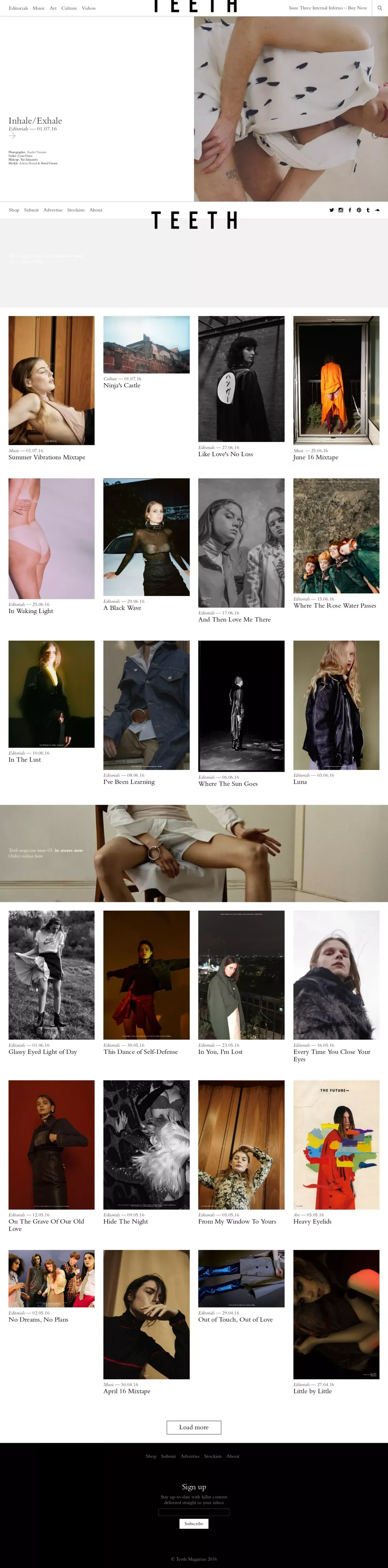 Teeth Magazine - Blog design