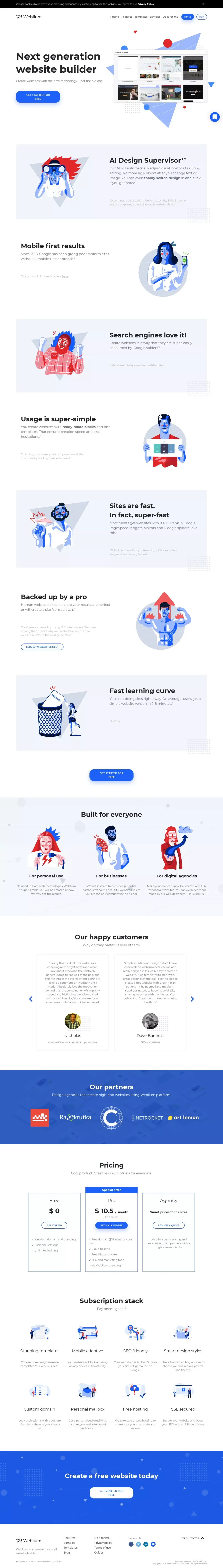 Weblium: Free AI Website Builder | Create a Website for Free - Landing design