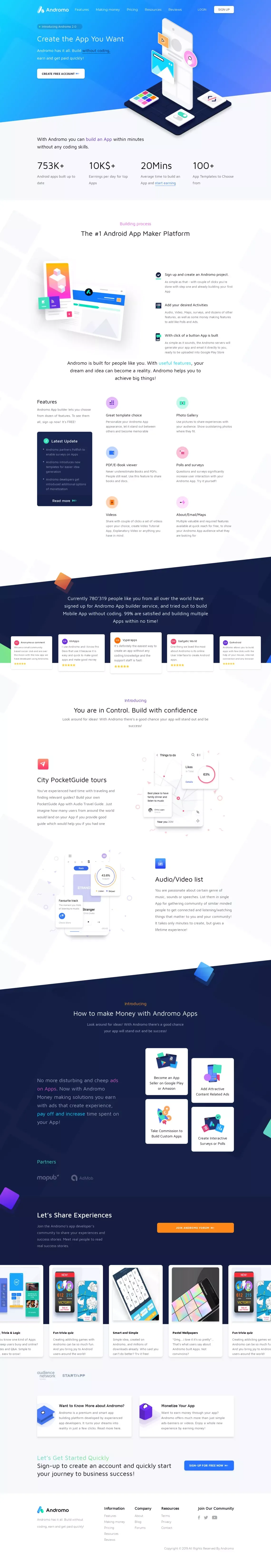 https://andromo.com/en/ - Landing design