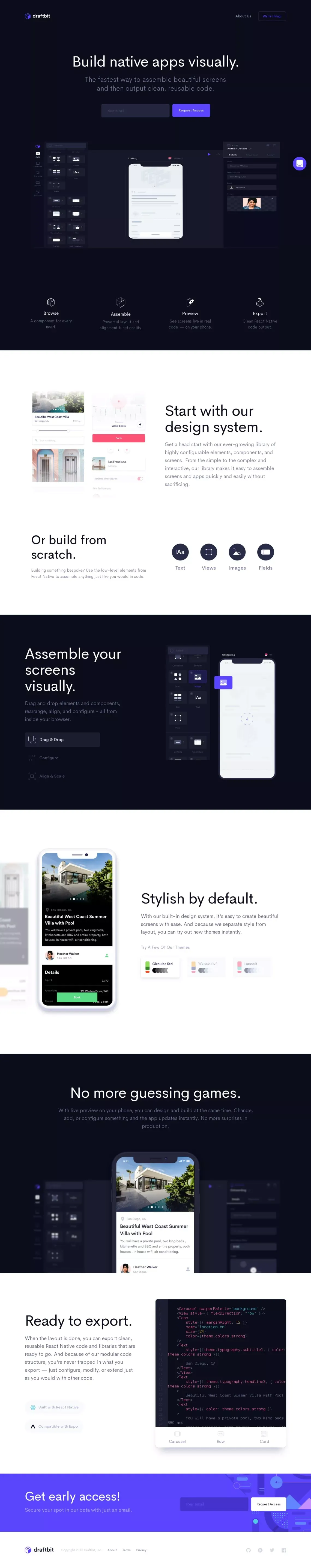 Draftbit - Build Native Apps Visually - Landing design