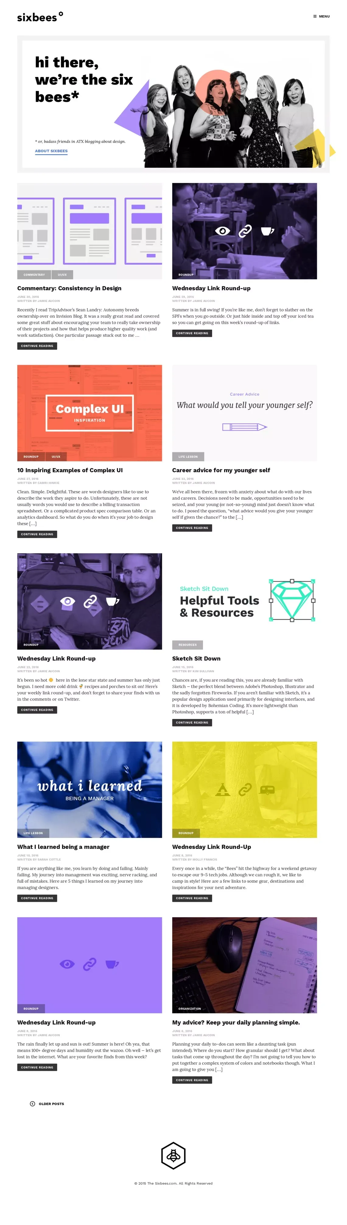 Sixbees - Blog design