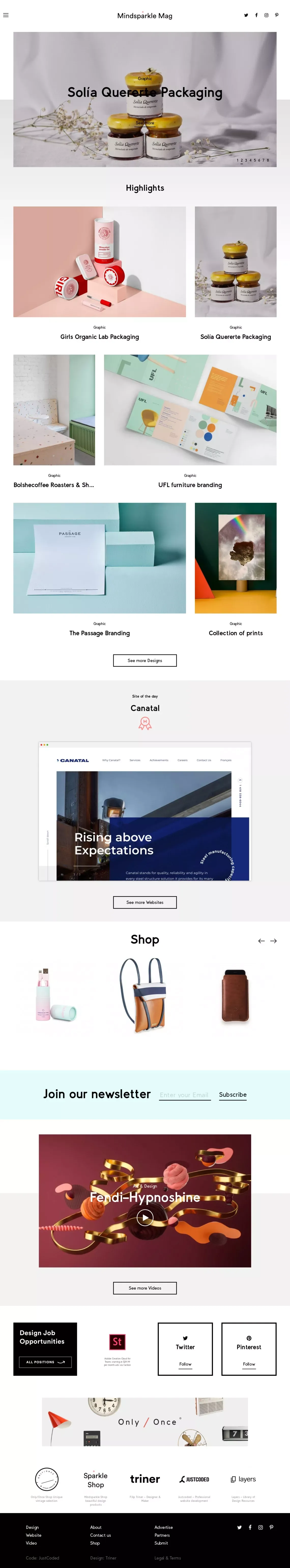 Mindsparkle Mag – High quality designblog highlighting the best of beautiful Design, Website and Video Projects - Blog design