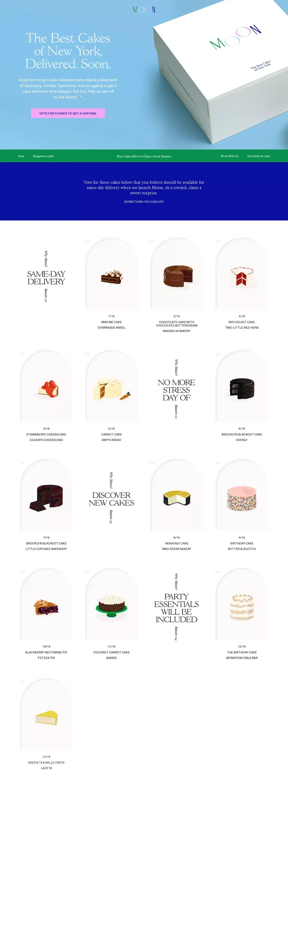 Moon - The Best Cakes of New York, Delivered - Landing design
