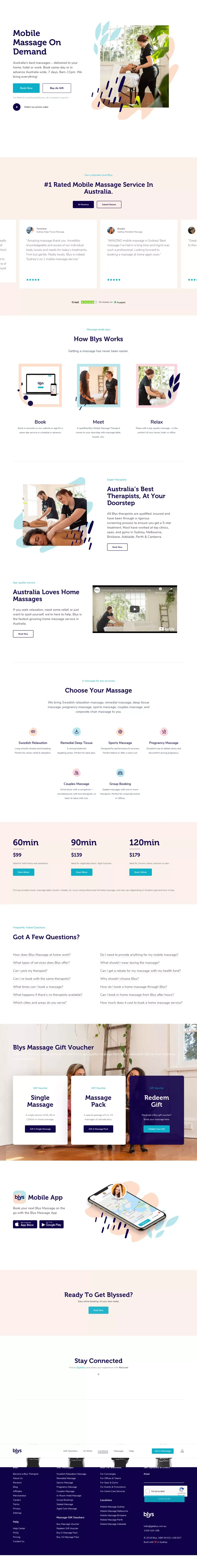 Mobile Massage Sydney - Home Massage Sydney | Blys - Landing design