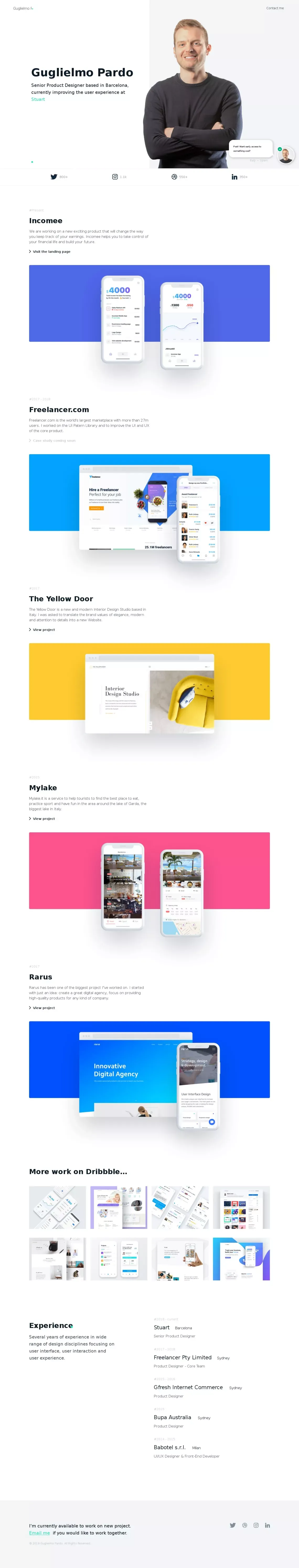Guglielmo Pardo - Product Designer - Portfolio design