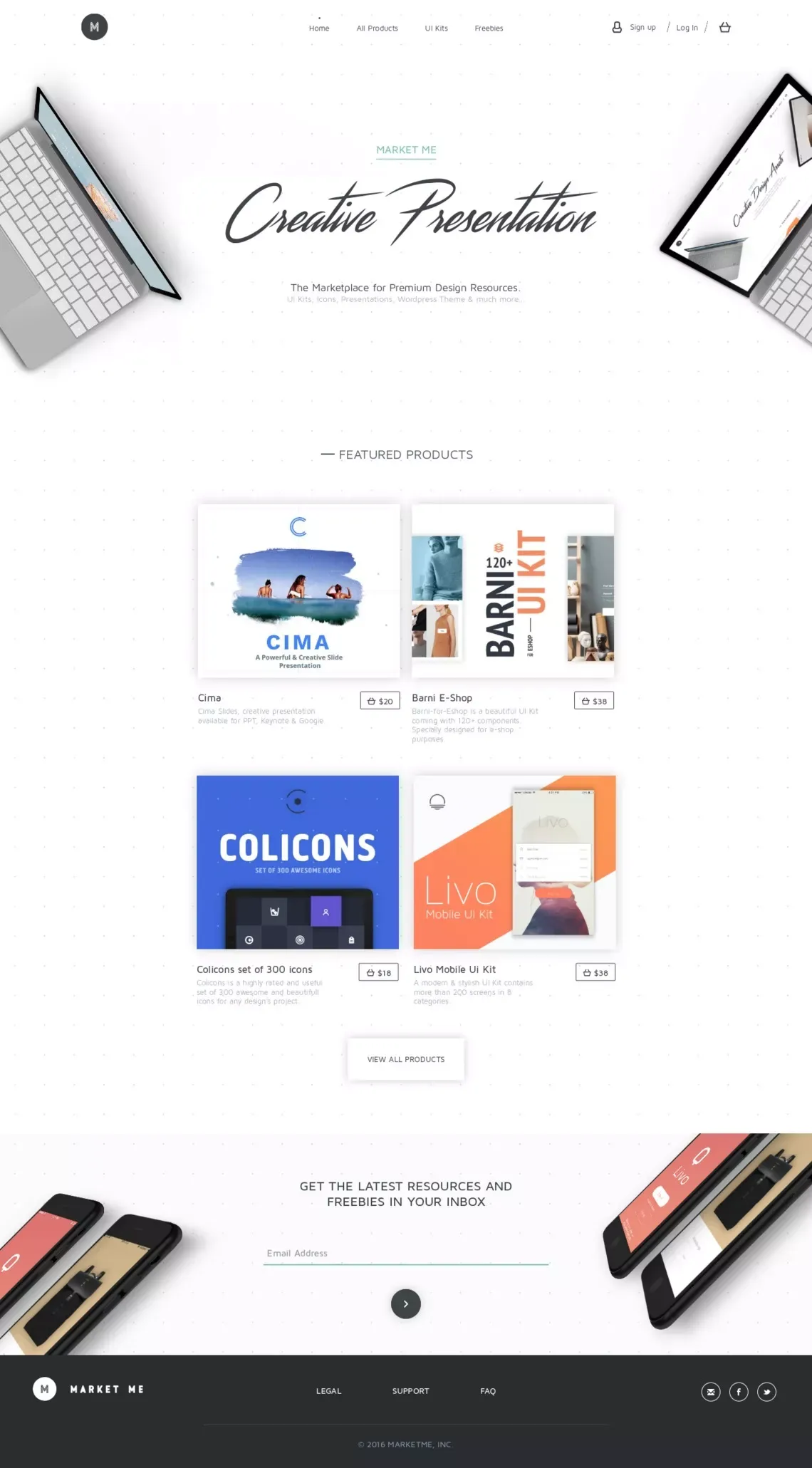 Market Me - Creative Assets made for Creative Folks - Landing design