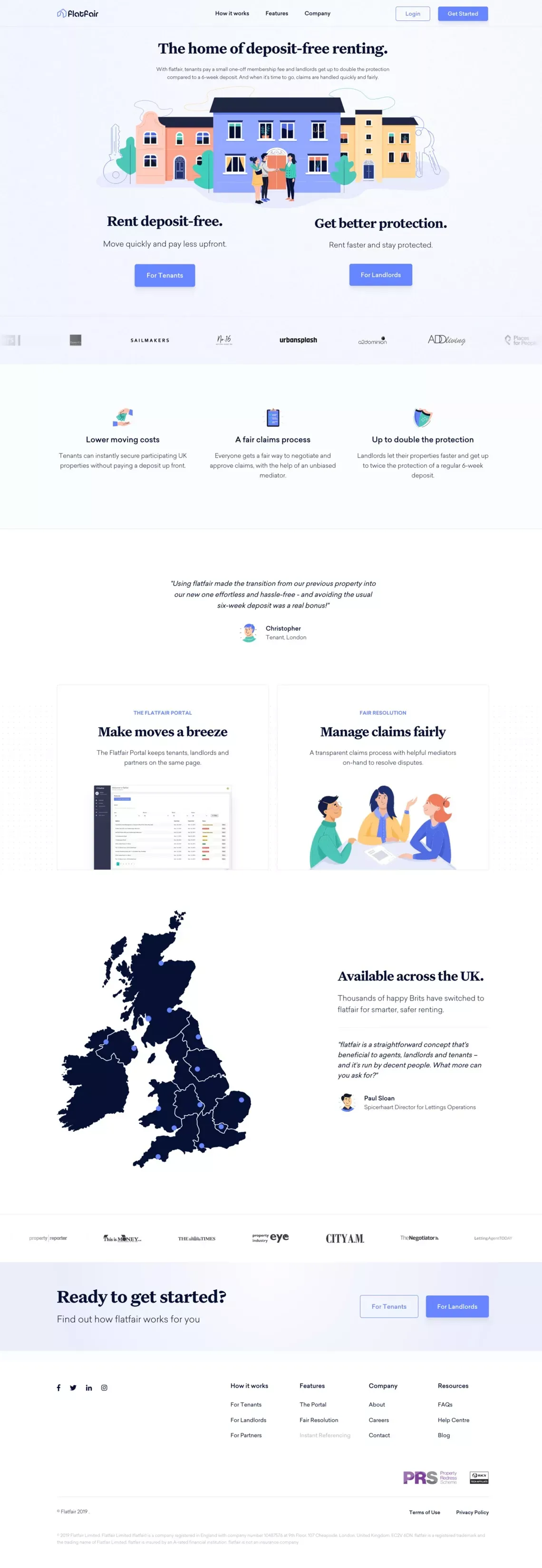 flatfair | The Home of Deposit-Free Renting. - Landing design