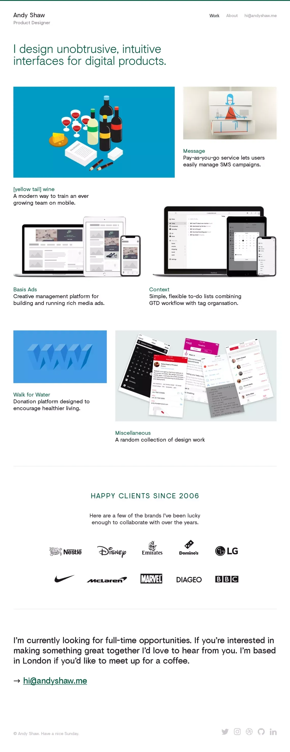 Andy Shaw – Product Designer - website design