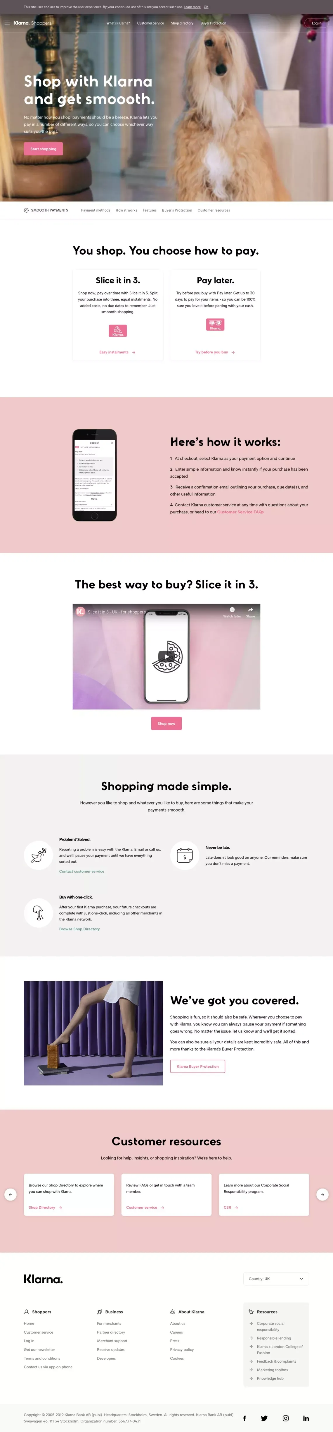 Smoooth Payments - Klarna UK - Landing design