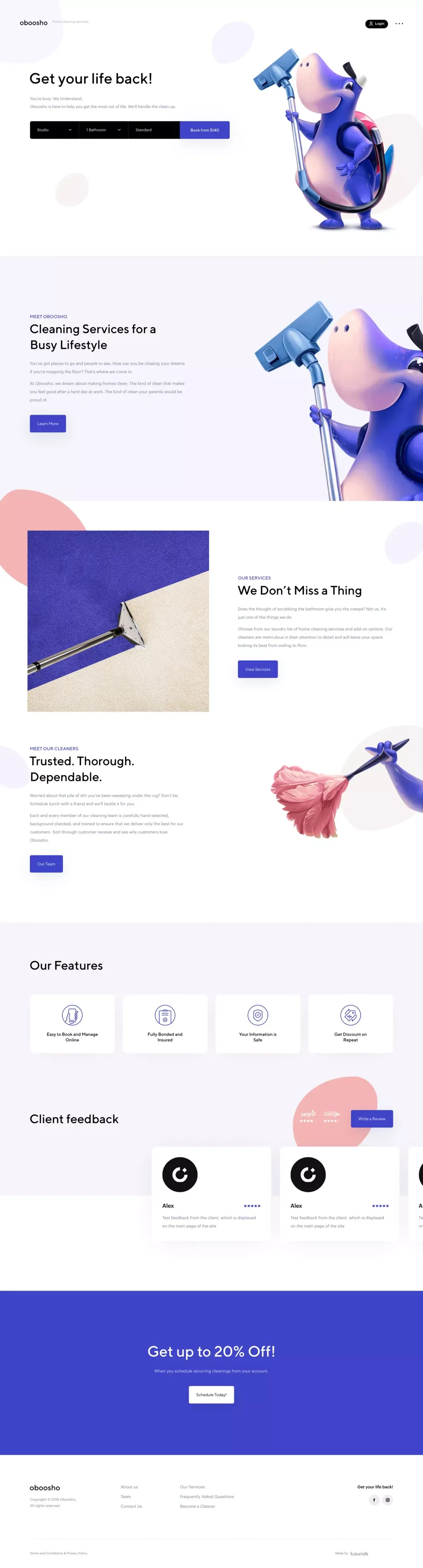 Oboosho — New York Cleaning - Landing design