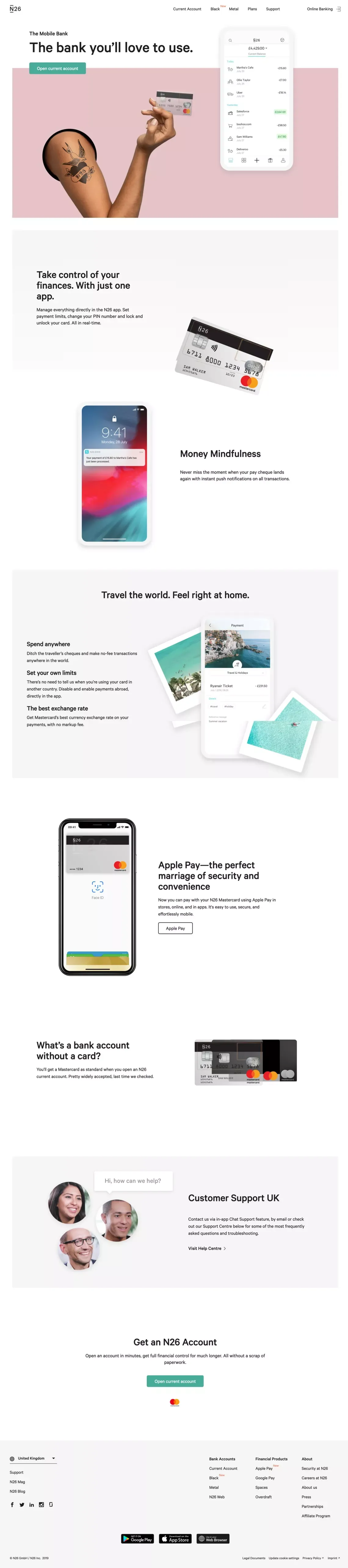The Mobile Bank — N26 United Kingdom - Landing design