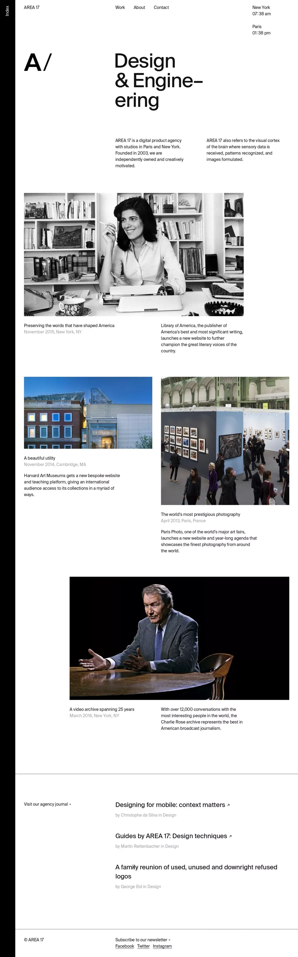 AREA 17 — A digital product agency - Portfolio design