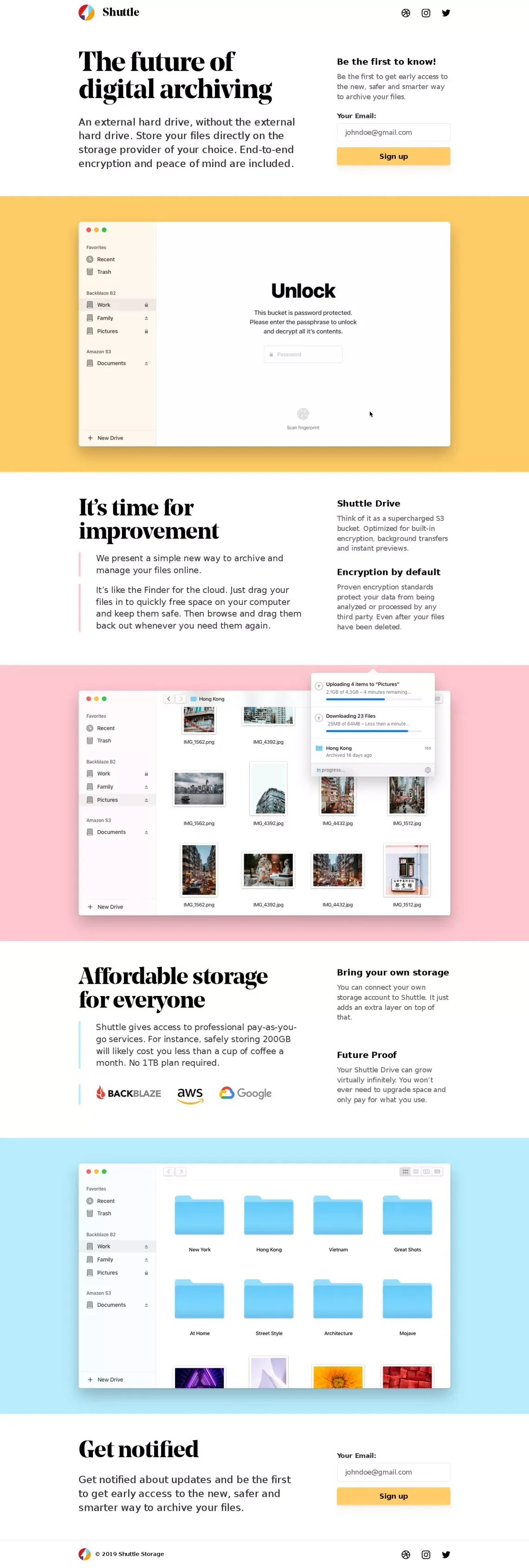 The future of digital archiving — Shuttle - Landing design