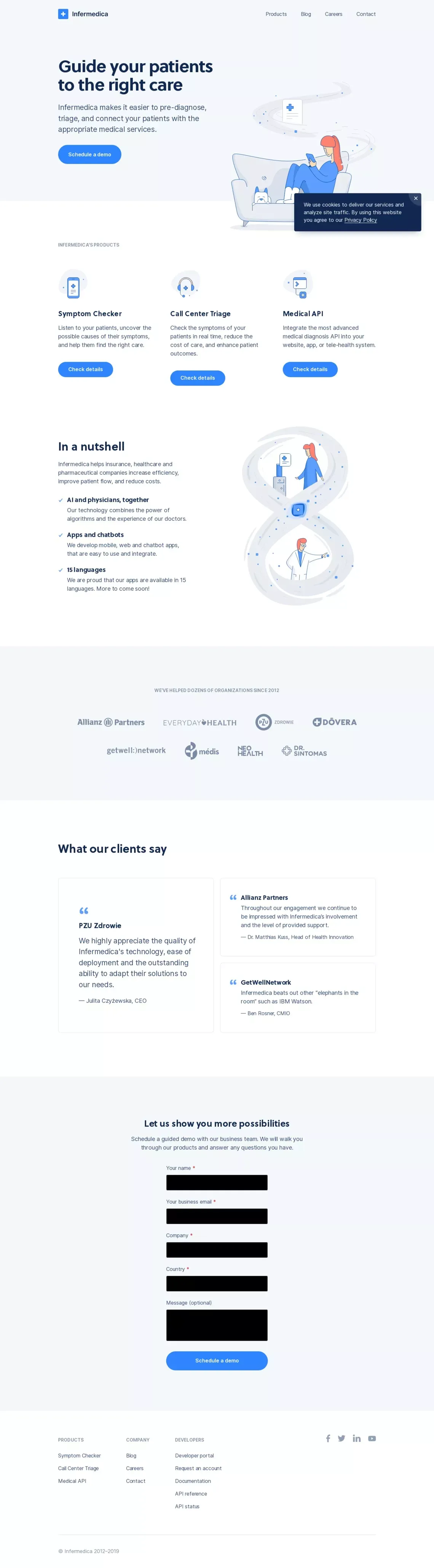 Guide your patients to the right care – Infermedica - Landing design
