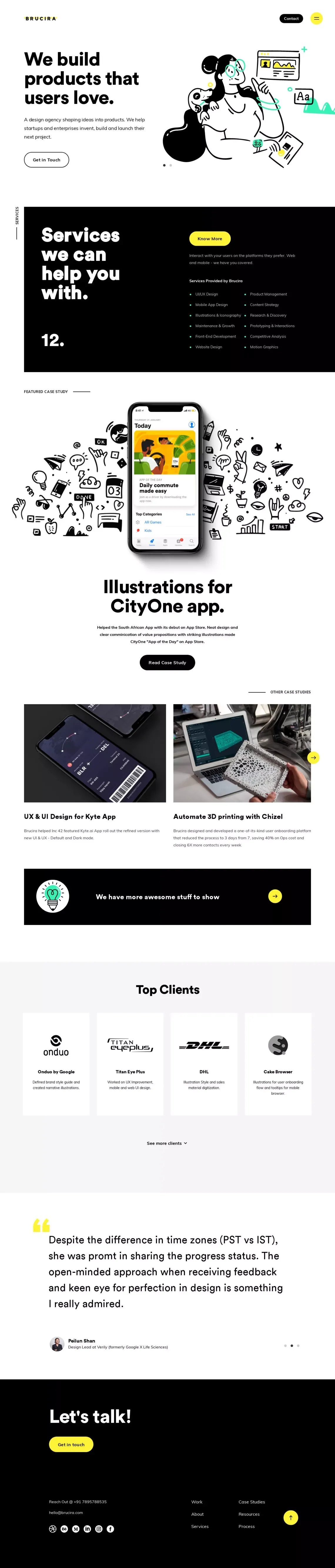 Brucira | Strategy, Branding and UX UI Product Design Agency - Portfolio design