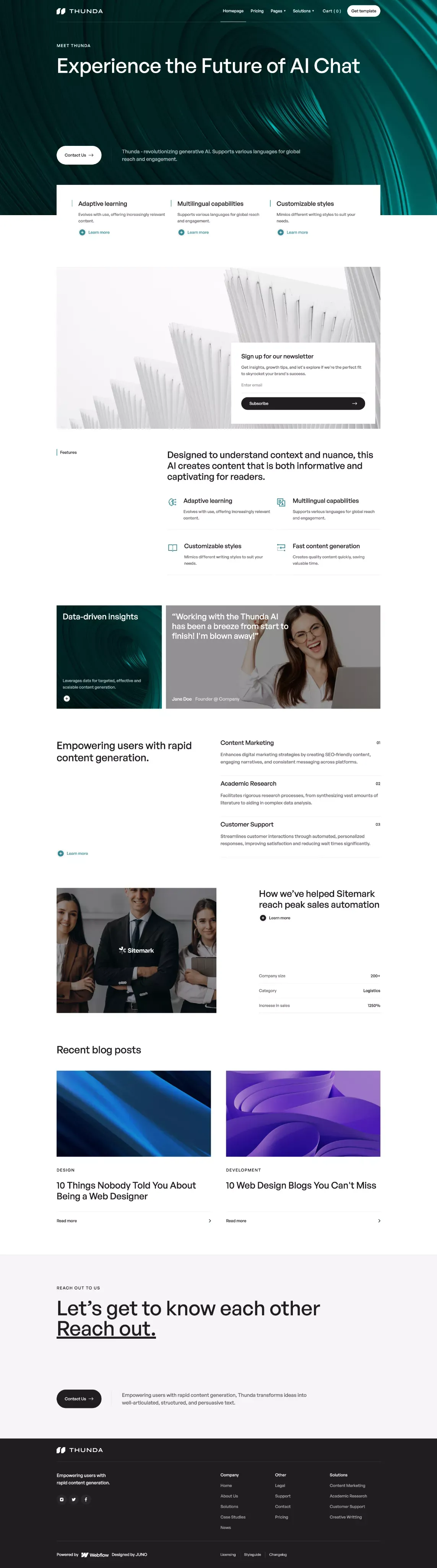 Thunda - Webflow Ecommerce website template - Template design