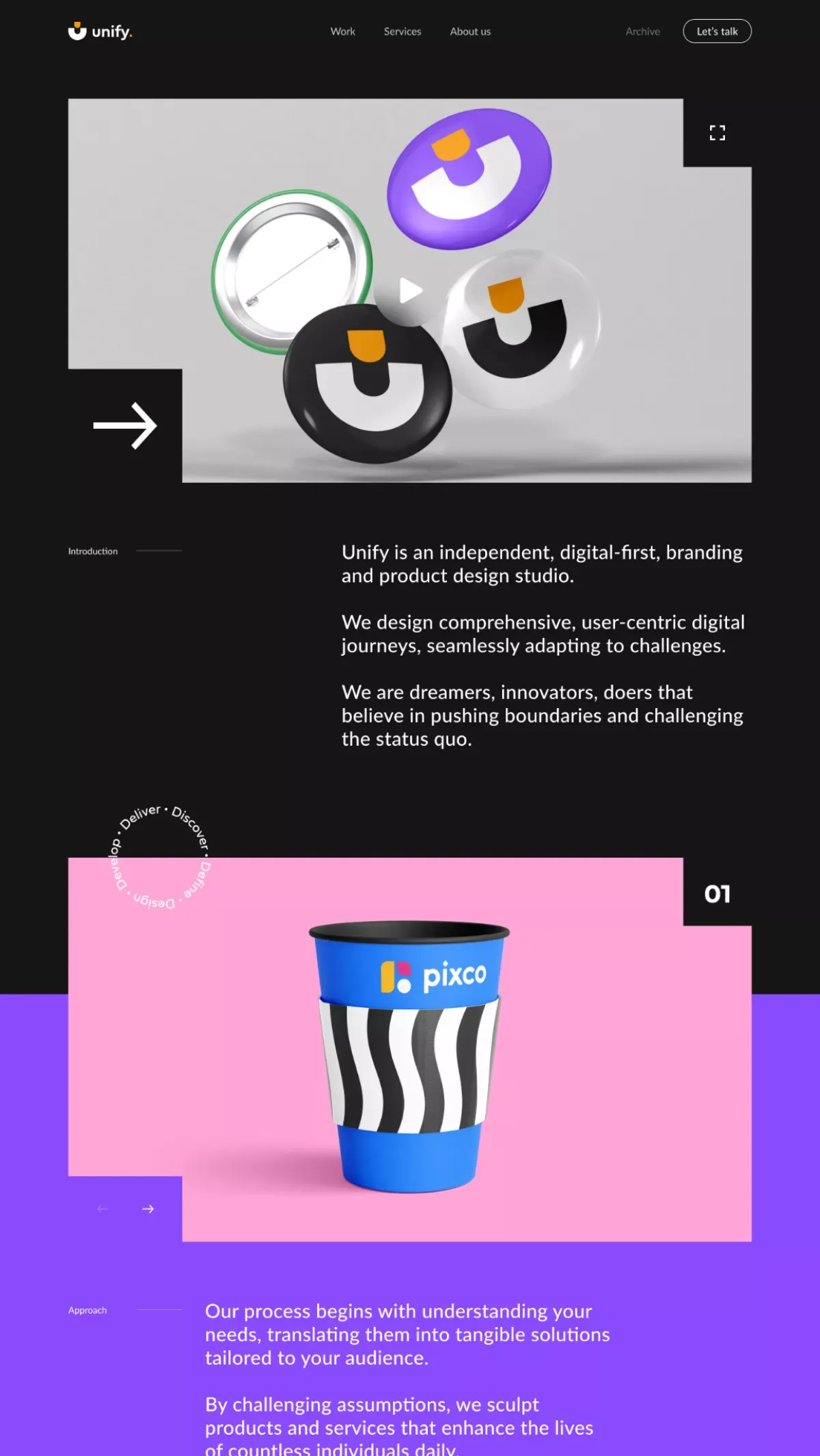 Unify | Branding and Product Design studio - Landing design