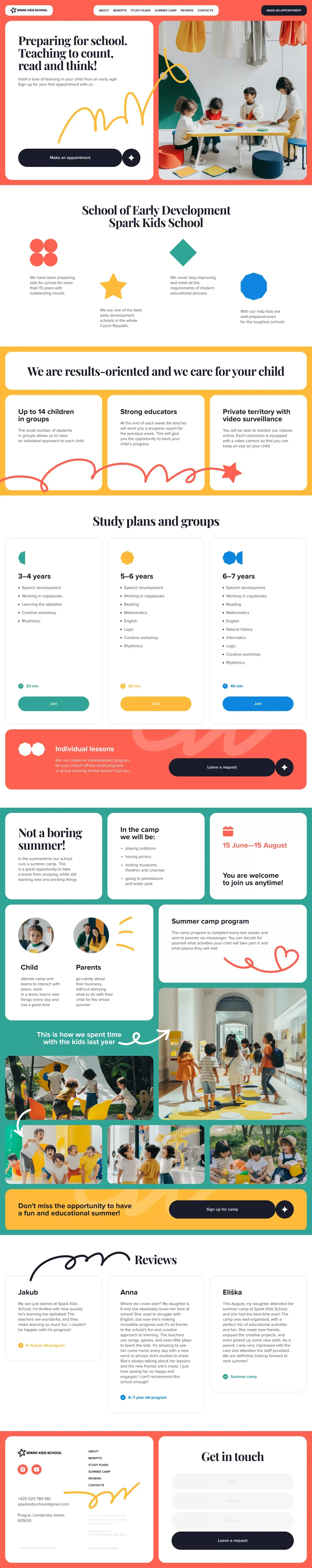 Spark kids school - Landing design