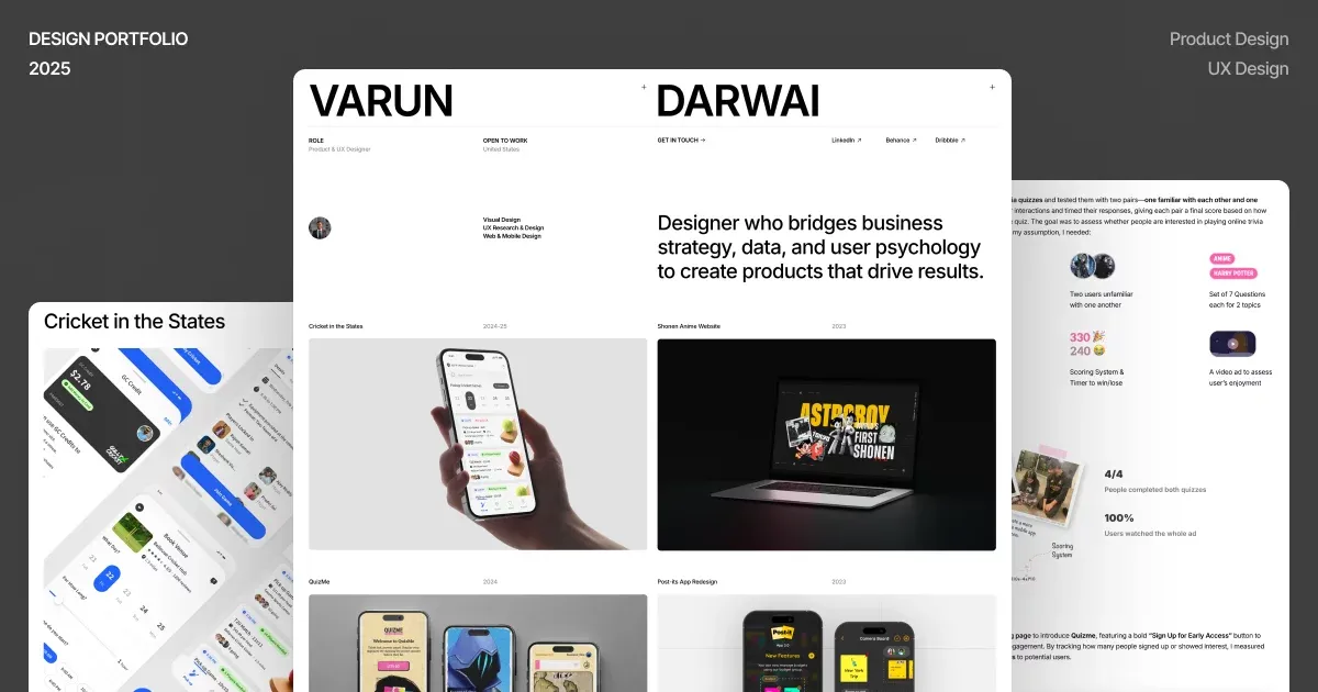 Varun Darwai - Portfolio design