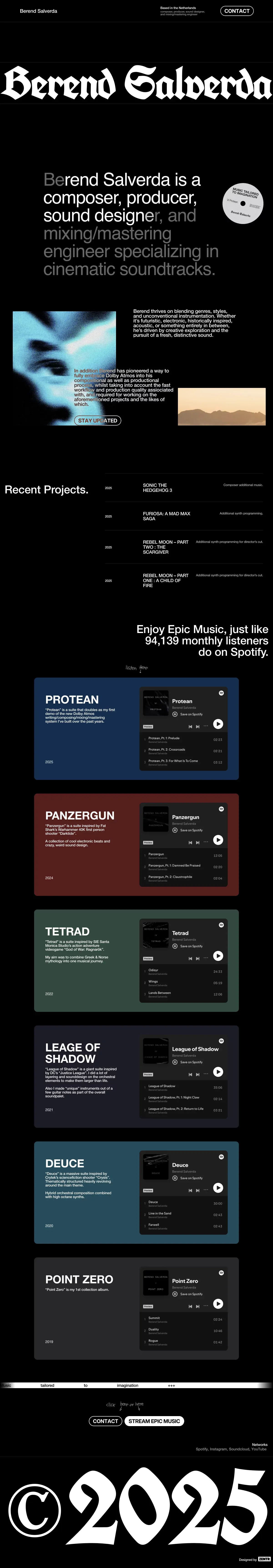 Music tailored to imagination - Berend Salverda - Portfolio design
