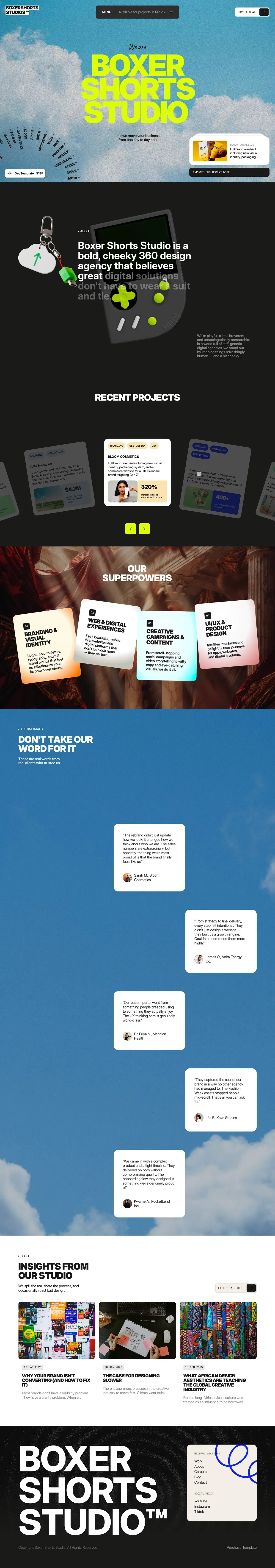 Boxer Shorts Studio - Brand Identity & Design Studio - website design