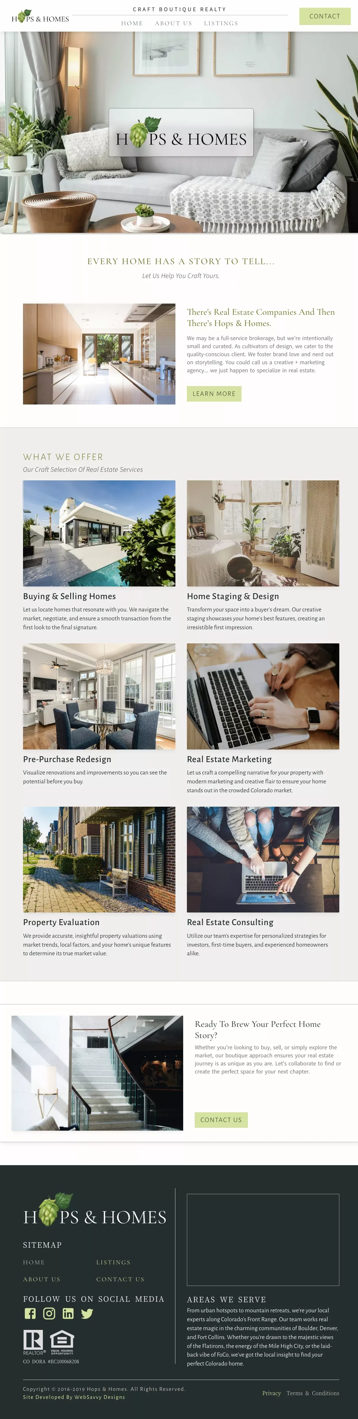 Hops & Homes | Craft Boutique Realty - Landing design