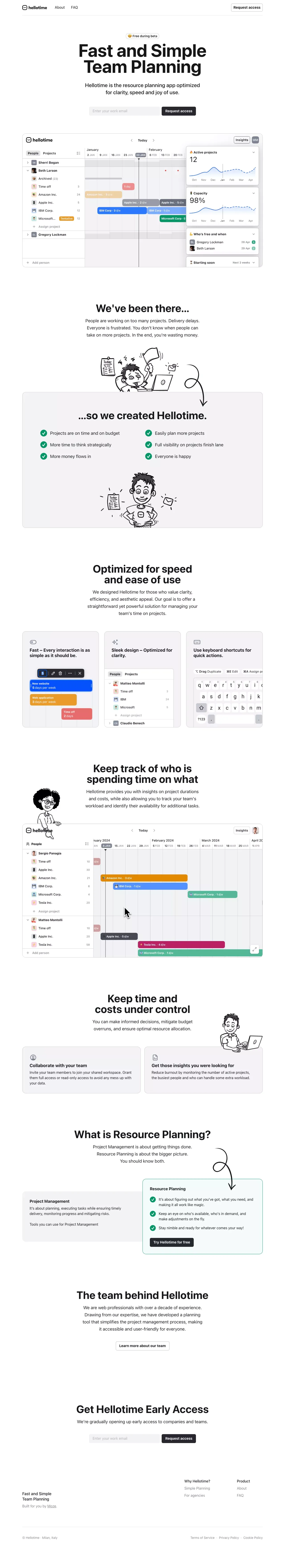 Hellotime | Fast and Simple Team Planning - Landing design