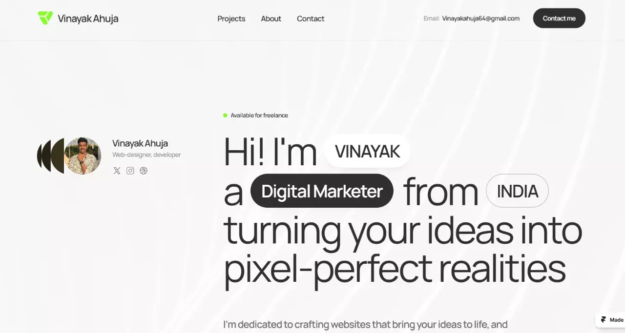 Vinayak Ahuja | Expert Web Designer & Developer | 2+ Years Experience - Portfolio design