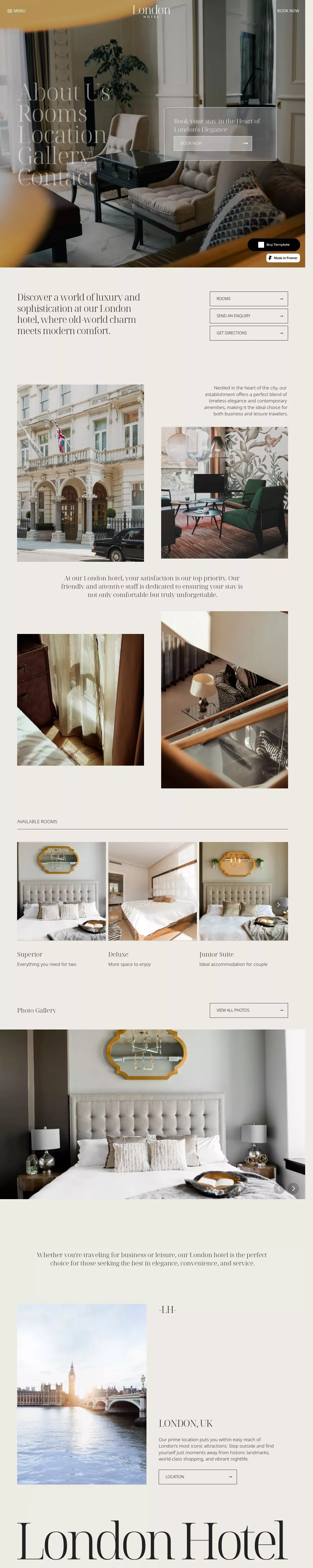 Hotel Template for Framer with CMS by iframe.design - Template design